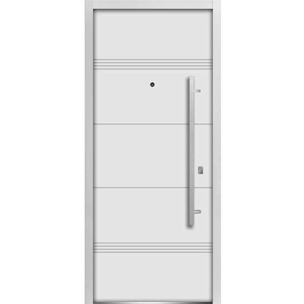 Vdomdoors Front Exterior Prehung Steel Door 36x80 " Left-HandDeux 1705 White EnamelHorizontal Lines Modern DEUX1705ED-BEM-36-LH - main
